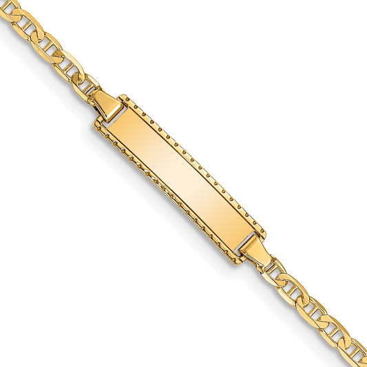 10K Yellow Gold Flat Anchor Link Id Bracelet