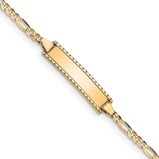 10K Yellow Gold Figaro Link Id Bracelet