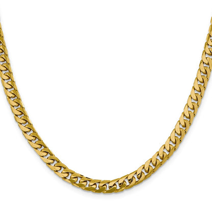 22 Inch 10K Yellow Gold 10K 6.25mm Solid Miami Cuban Chain Necklace