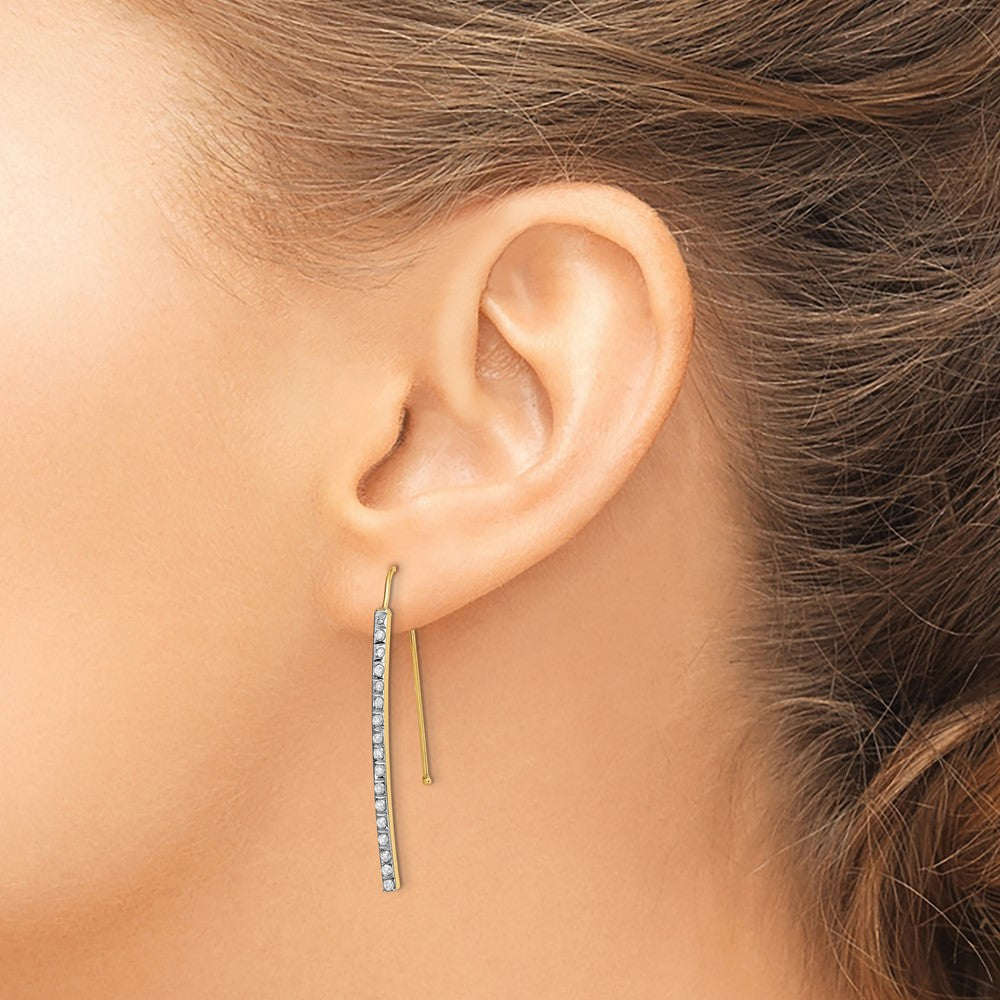 10K Yellow Gold 10K Diamond Fascination Bar Drop Earrings