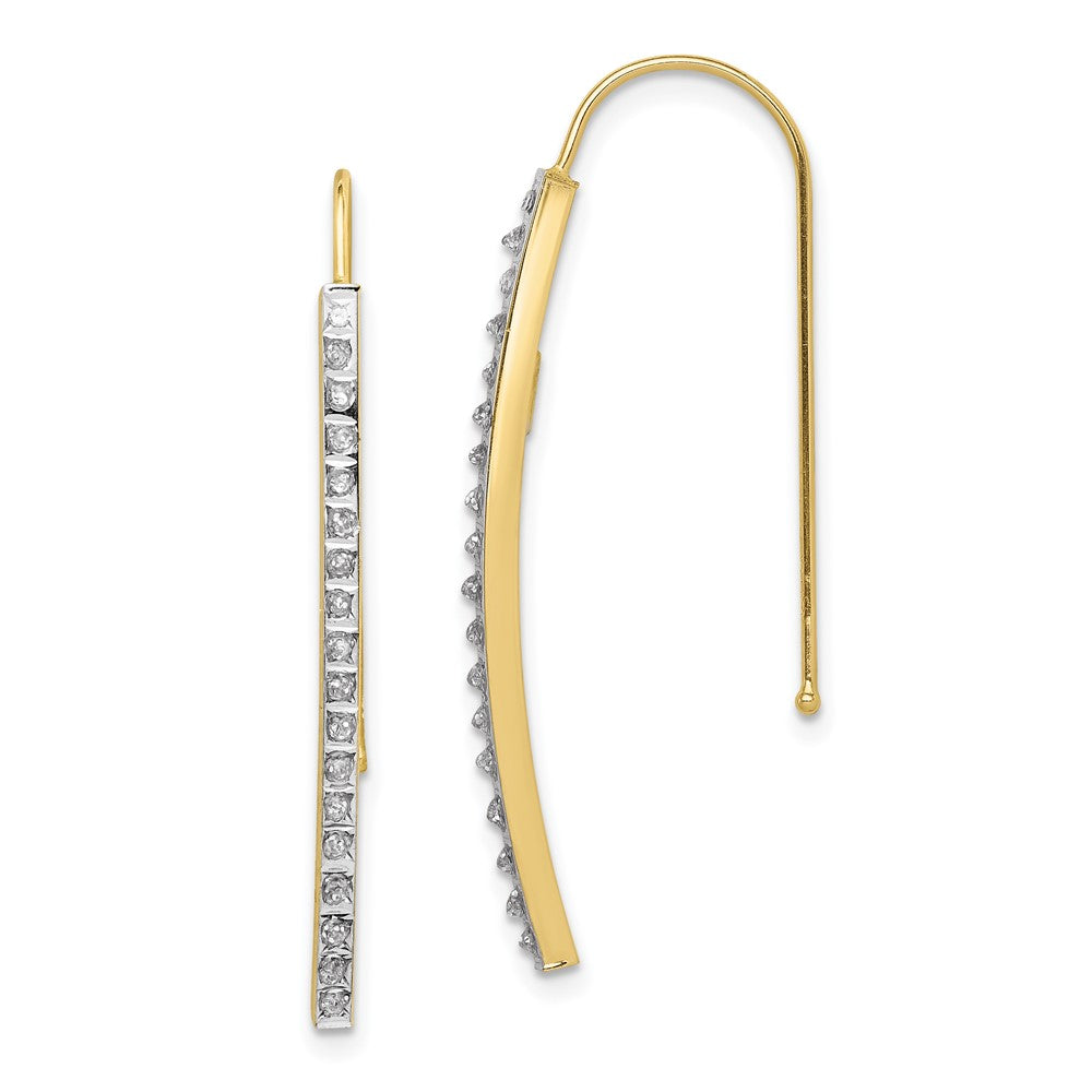 10K Yellow Gold 10K Diamond Fascination Bar Drop Earrings