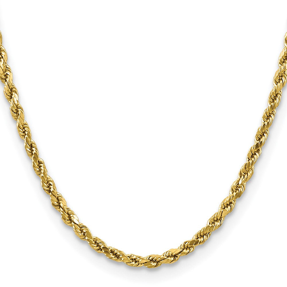 2 Inch 10K Yellow Gold 4mm Semi-Solid D/C Rope Chain Necklace (10DH030 ...