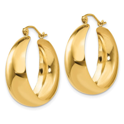 10K Yellow Gold Polished 10.5mm Tapered Hoop Earrings