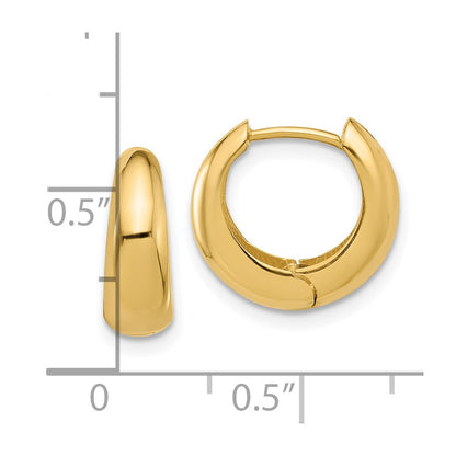 10K Yellow Gold 10K Polished Hinged Huggie Hoop Earrings