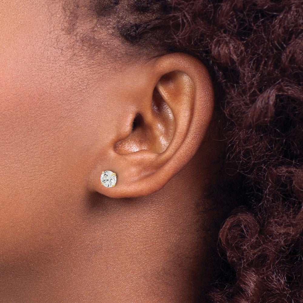 10K Yellow Gold 10K Polished 6mm Cz Stud Post Earrings