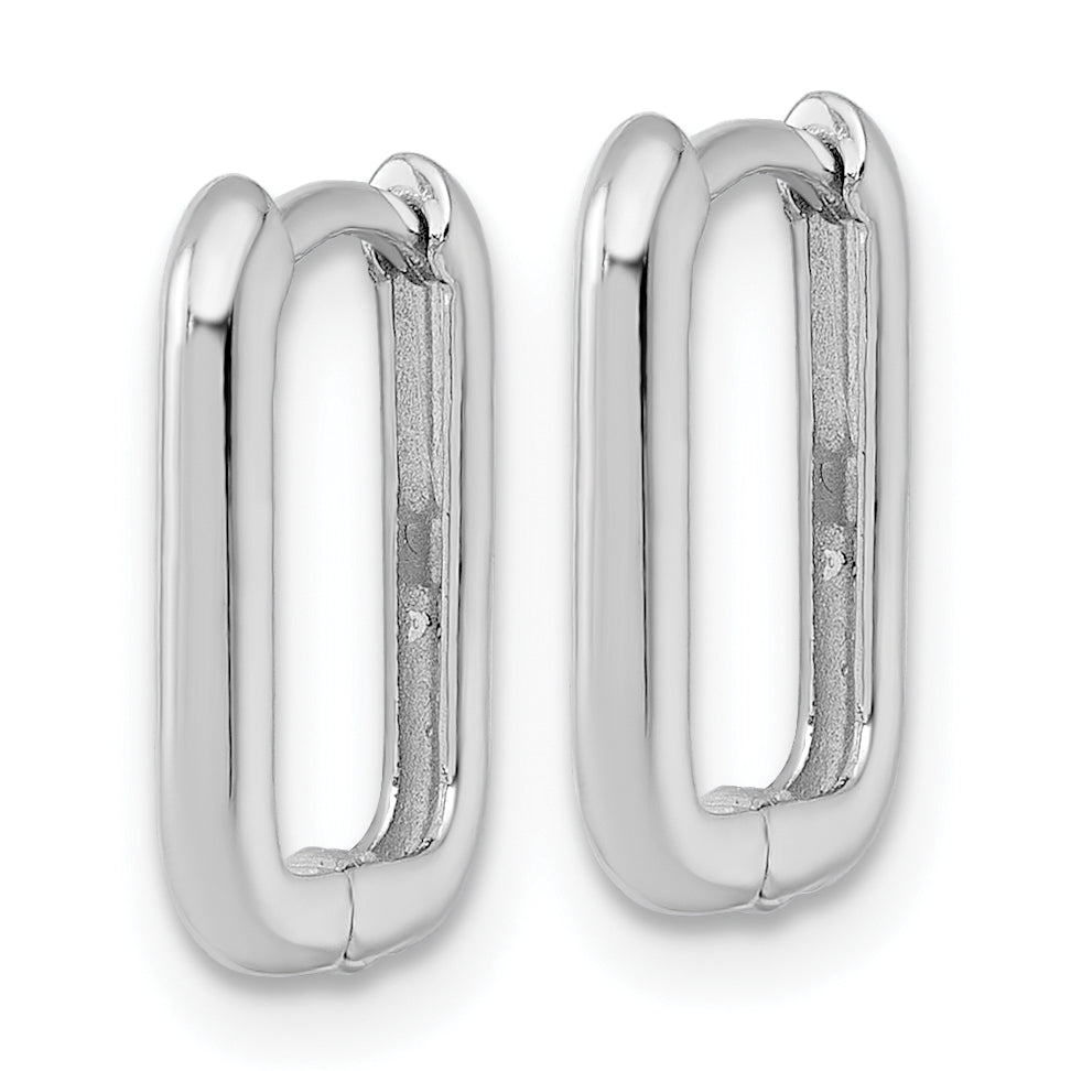 10K White Gold Polished Rectangle 1.85mm Hinged Hoop Earrings