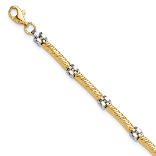 10K Two-Tone 10K Polished Fancy Link Chain Bracelet