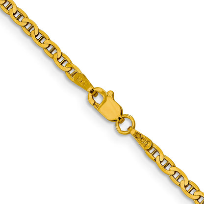 22 Inch 10K Yellow Gold 2.4mm Flat Anchor Chain Necklace