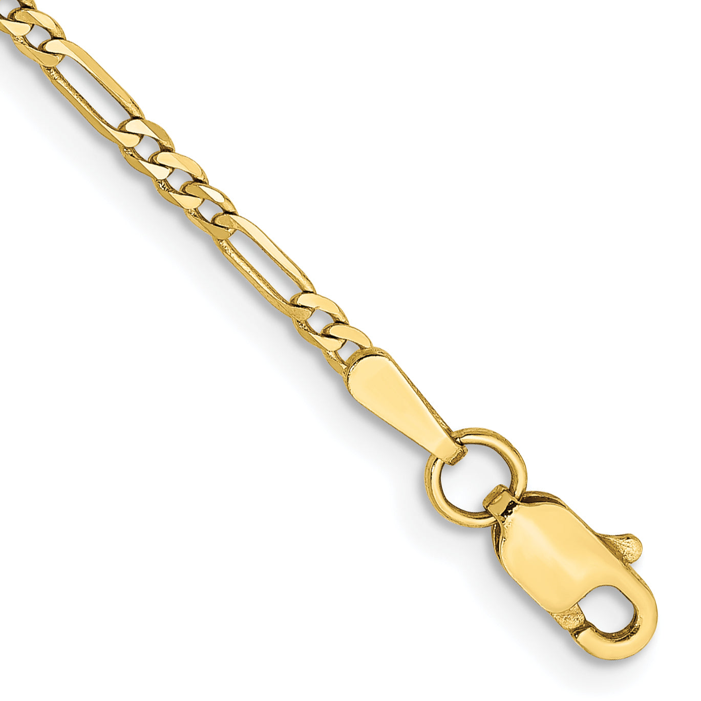 10K Yellow Gold 1.75mm Flat Figaro Chain Anklet