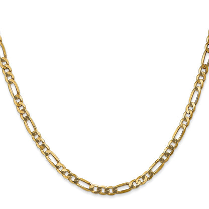 18 Inch 10K Yellow Gold 10K 4mm Flat Figaro Chain Necklace