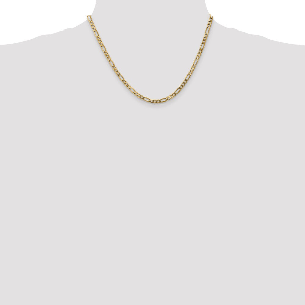 18 Inch 10K Yellow Gold 10K 4mm Flat Figaro Chain Necklace