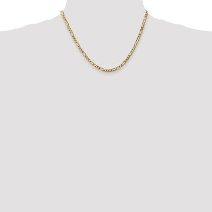 18 Inch 10K Yellow Gold 10K 4mm Flat Figaro Chain Necklace