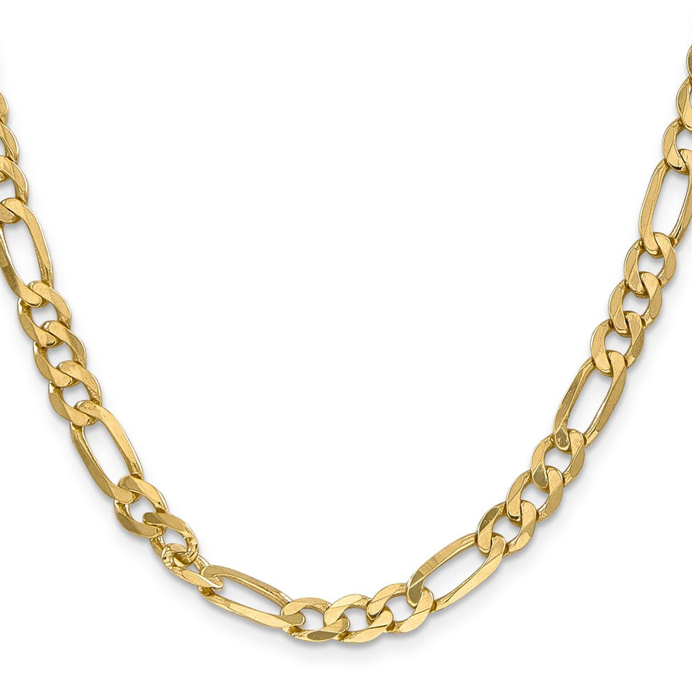 24 Inch 10K Yellow Gold 10K 6.25mm Flat Figaro Chain Necklace