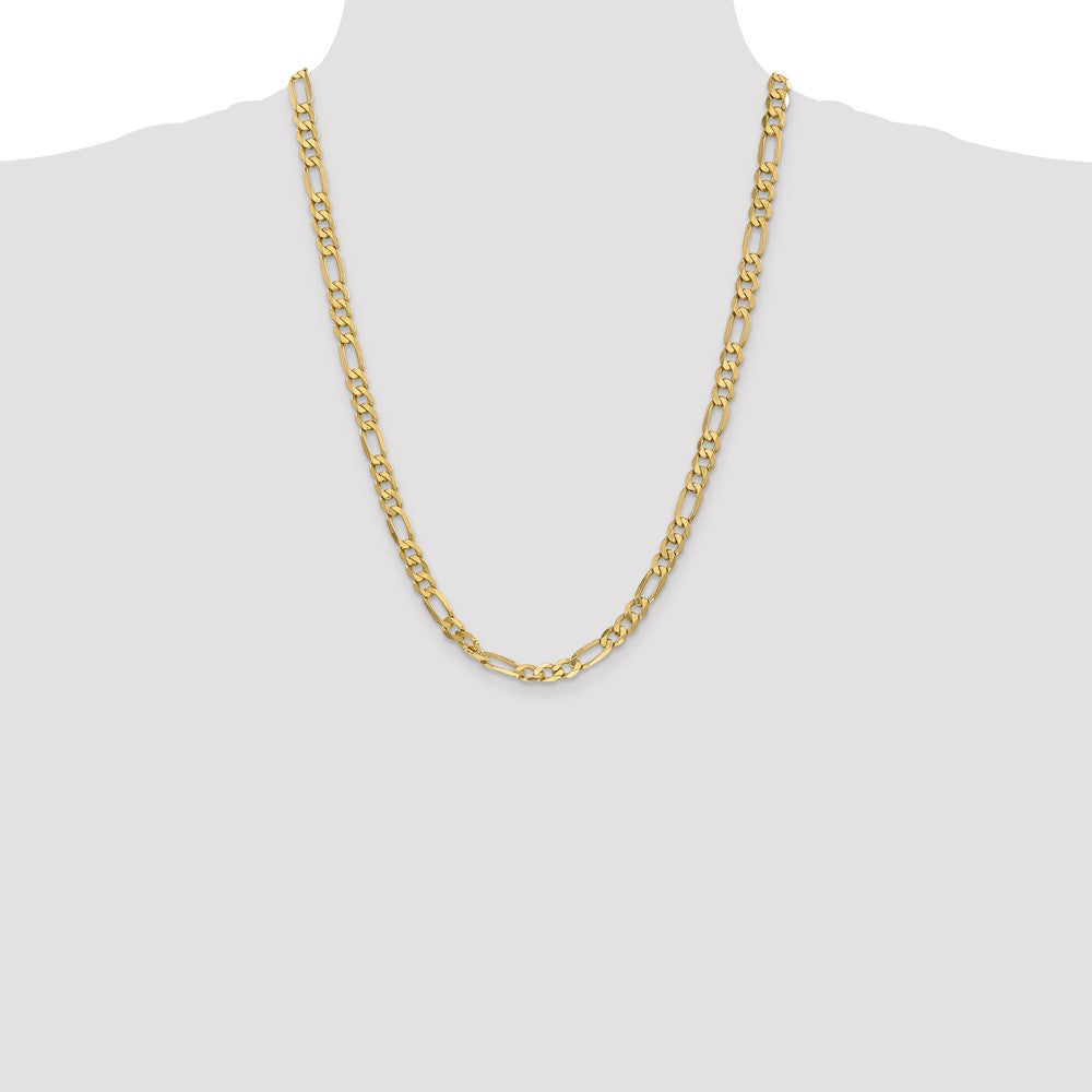 24 Inch 10K Yellow Gold 10K 6.25mm Flat Figaro Chain Necklace
