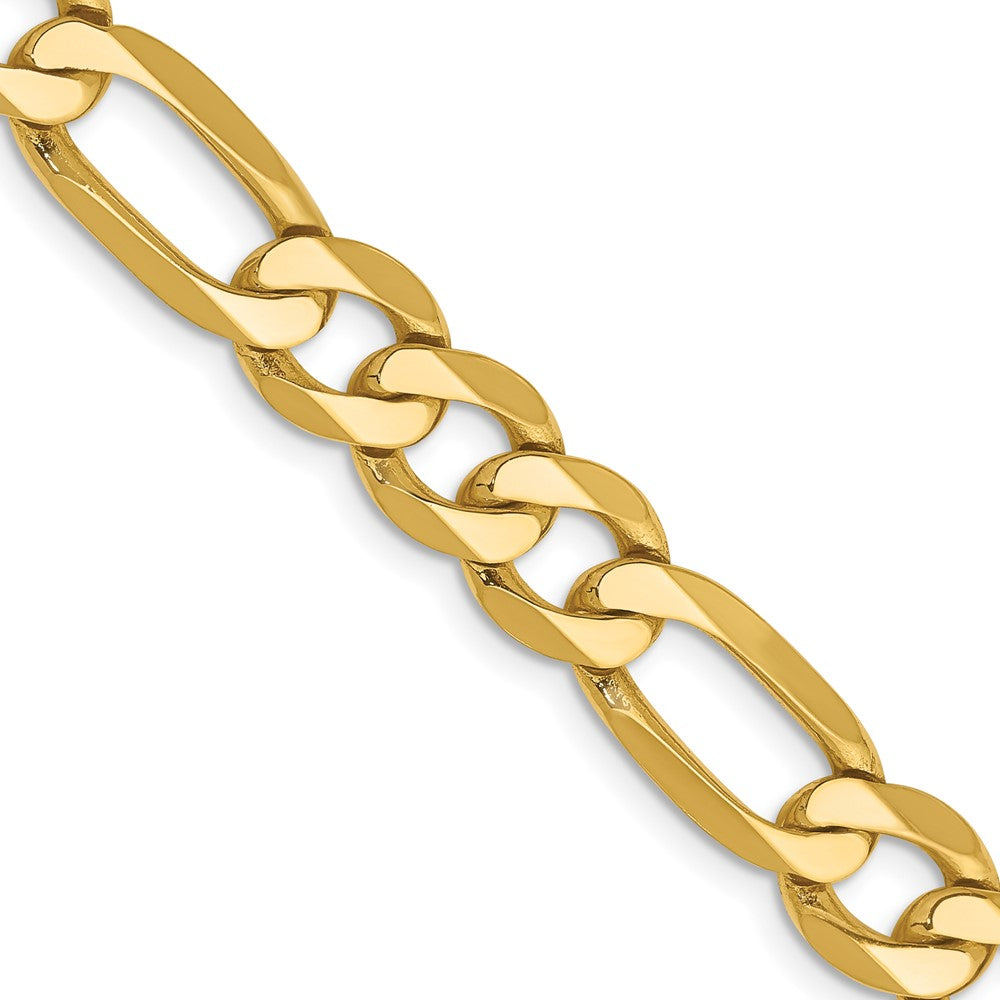 22 Inch 10K Yellow Gold 10K 7.5mm Flat Figaro Chain Necklace
