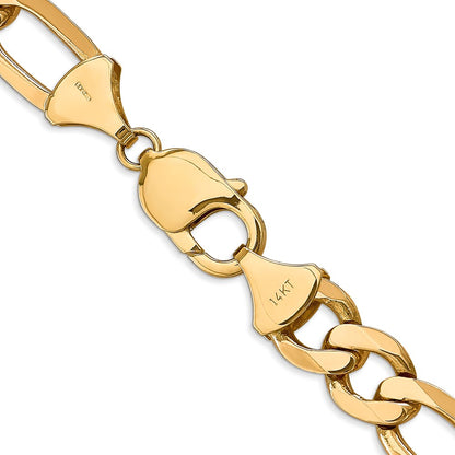 24 Inch 10K Yellow Gold 10K 10mm Flat Figaro Chain Necklace