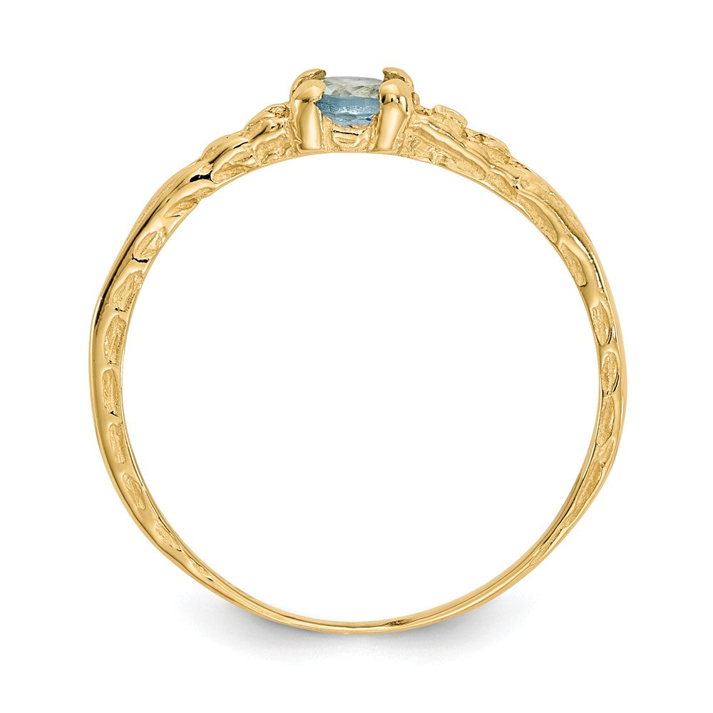 10K Yellow Gold Madi K 3mm Aquamarine Birthstone Baby Ring