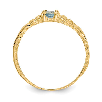 10K Yellow Gold Madi K 3mm Aquamarine Birthstone Baby Ring