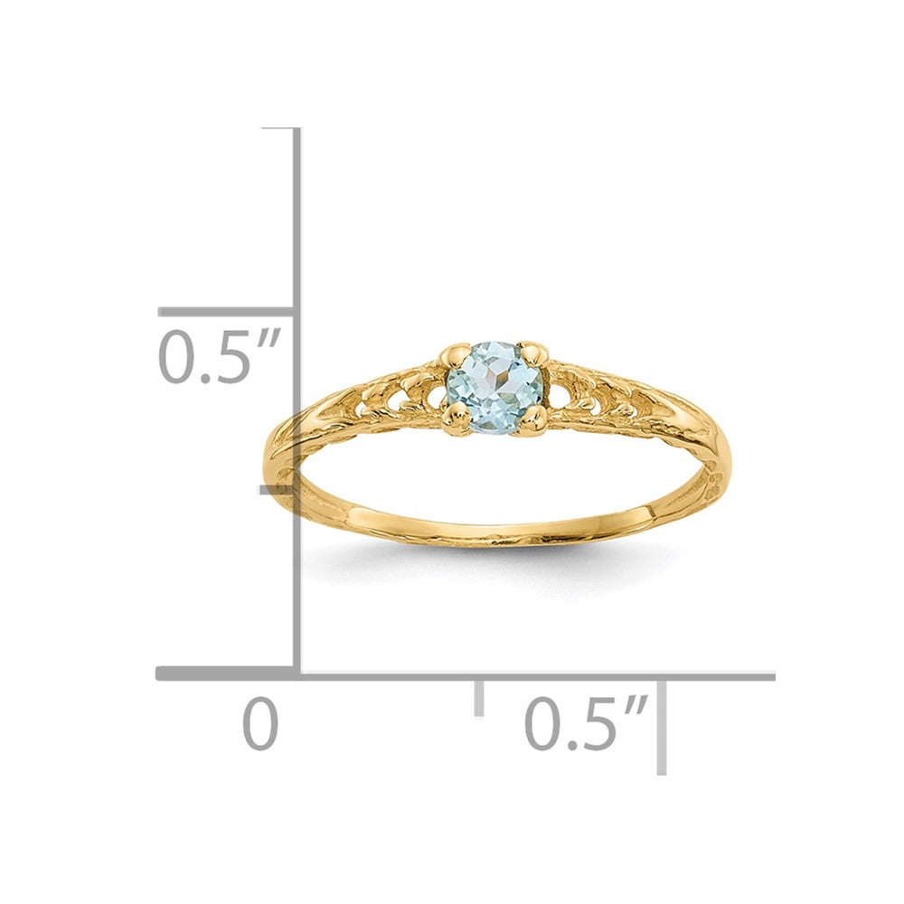 10K Yellow Gold Madi K 3mm Aquamarine Birthstone Baby Ring