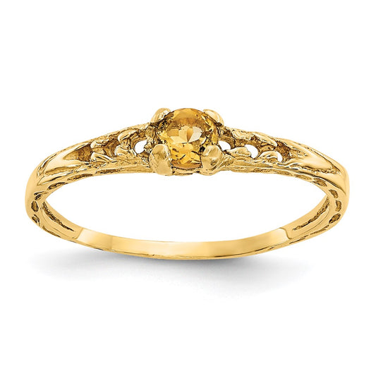 10K Yellow Gold Madi K 3mm Citrine Birthstone Baby Ring