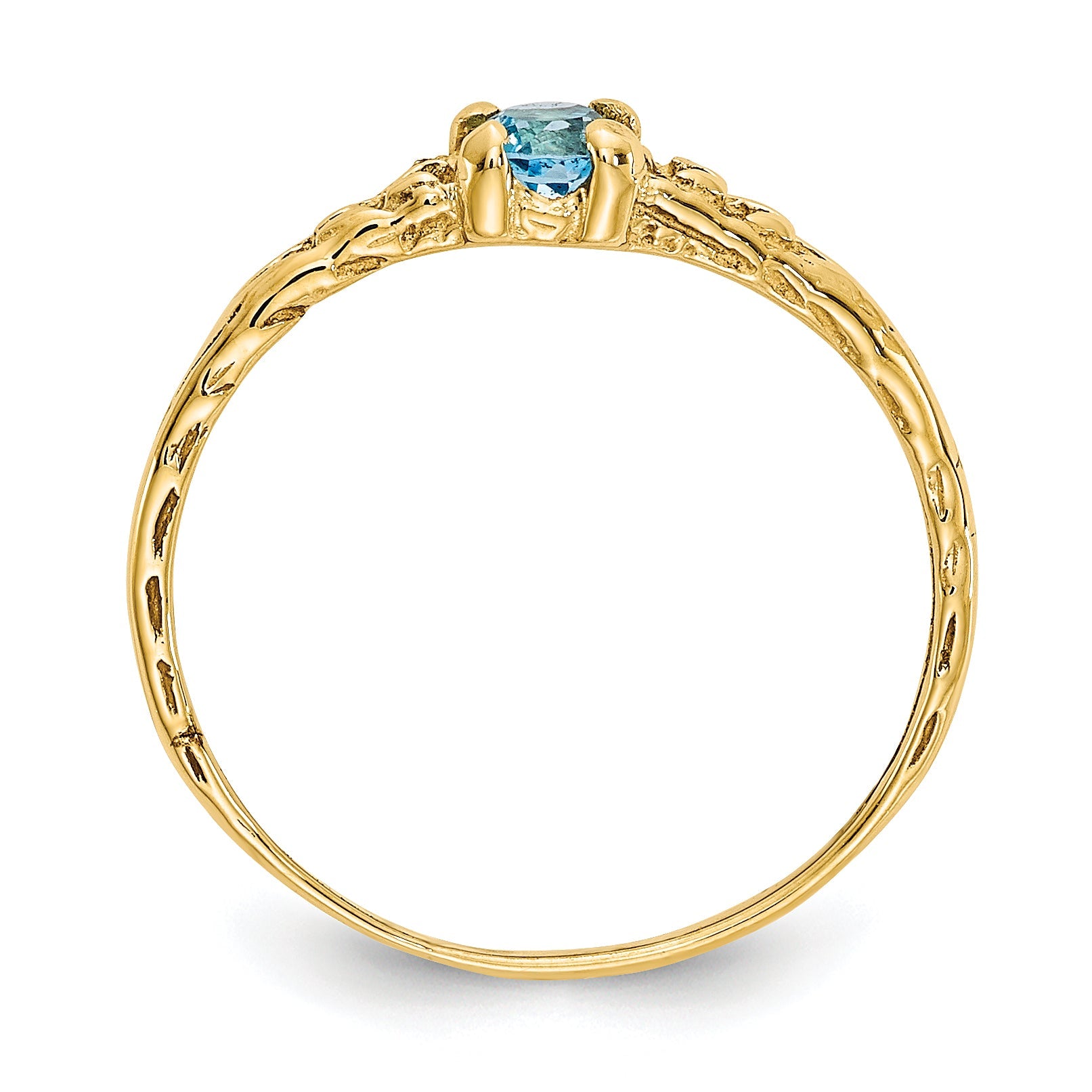 10K Yellow Gold Madi K 3mm Blue Topaz Birthstone Baby Ring