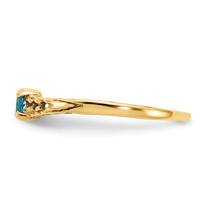 10K Yellow Gold Madi K 3mm Blue Topaz Birthstone Baby Ring