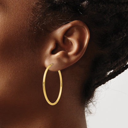 10K Yellow Gold Polished Round Endless 2mm Hoop Earrings