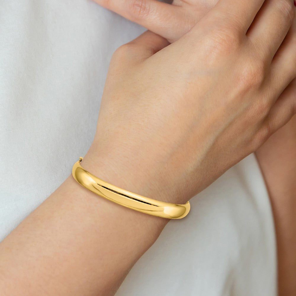 10K Yellow Gold 5/16 High Polished Hinged Bangle Bracelet
