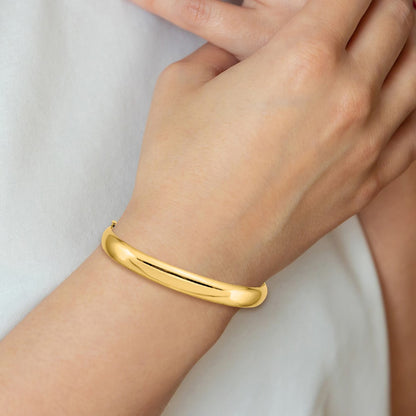 10K Yellow Gold 5/16 High Polished Hinged Bangle Bracelet