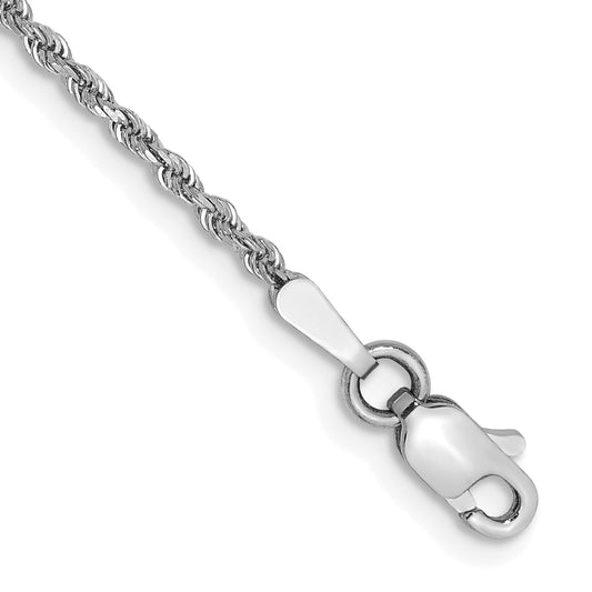 1 Inch 10K White Gold 1.5mm Diamond-Cut Rope Chain Anklet