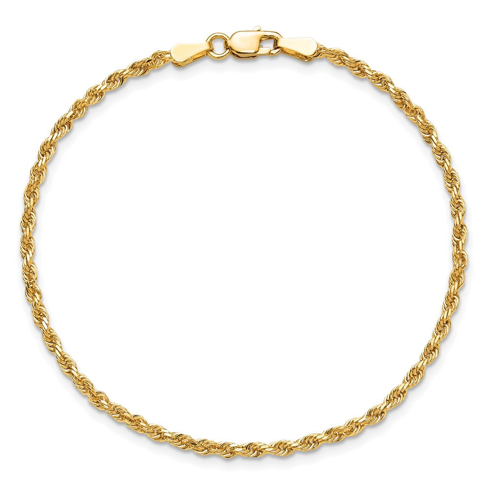 10K Yellow Gold 2mm Diamond-Cut Rope Chain Anklet