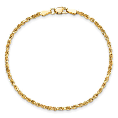 10K Yellow Gold 2mm Diamond-Cut Rope Chain Anklet