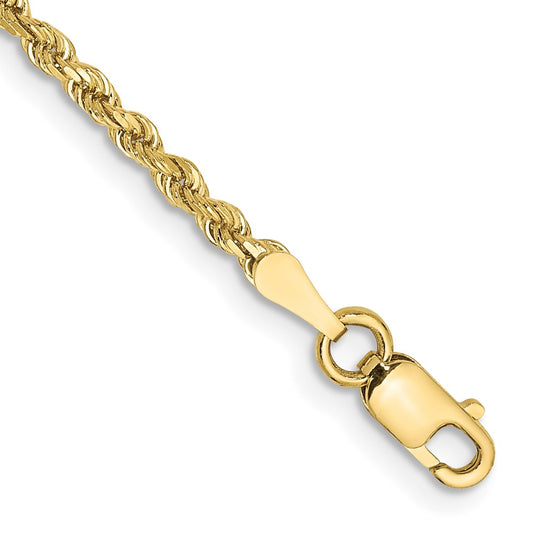10K Yellow Gold 2mm Diamond-Cut Rope Chain Anklet
