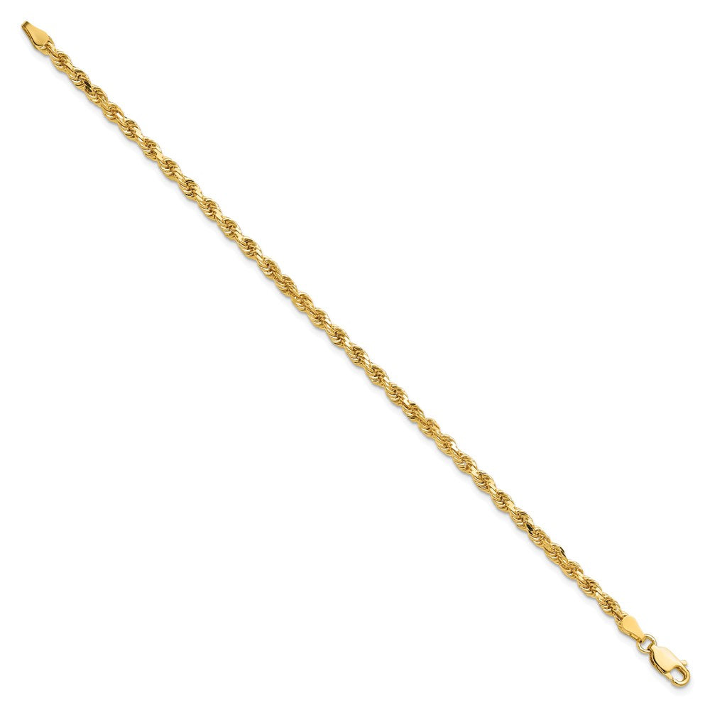 9 Inch 10K Yellow Gold 3.25mm Diamond-Cut Rope Chain Anklet