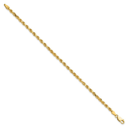 9 Inch 10K Yellow Gold 3.25mm Diamond-Cut Rope Chain Anklet