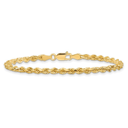 9 Inch 10K Yellow Gold 3.25mm Diamond-Cut Rope Chain Anklet