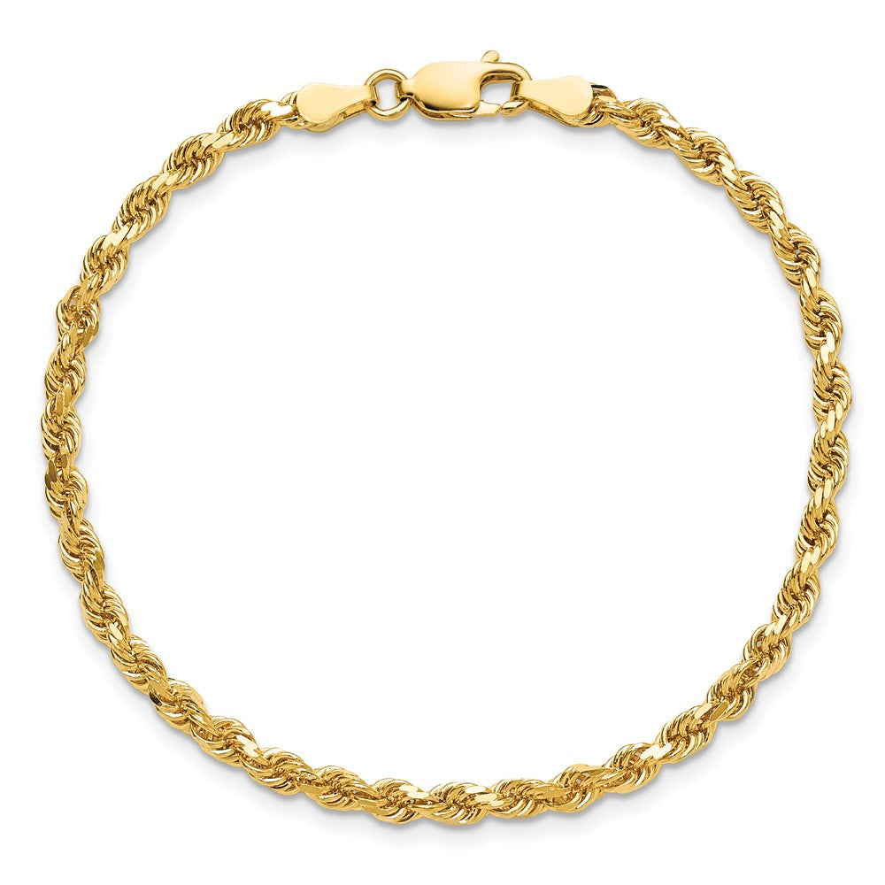 9 Inch 10K Yellow Gold 3.25mm Diamond-Cut Rope Chain Anklet