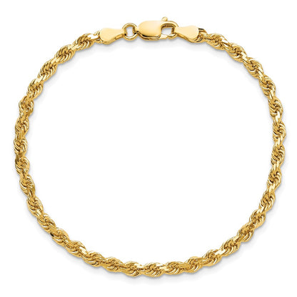 9 Inch 10K Yellow Gold 3.25mm Diamond-Cut Rope Chain Anklet