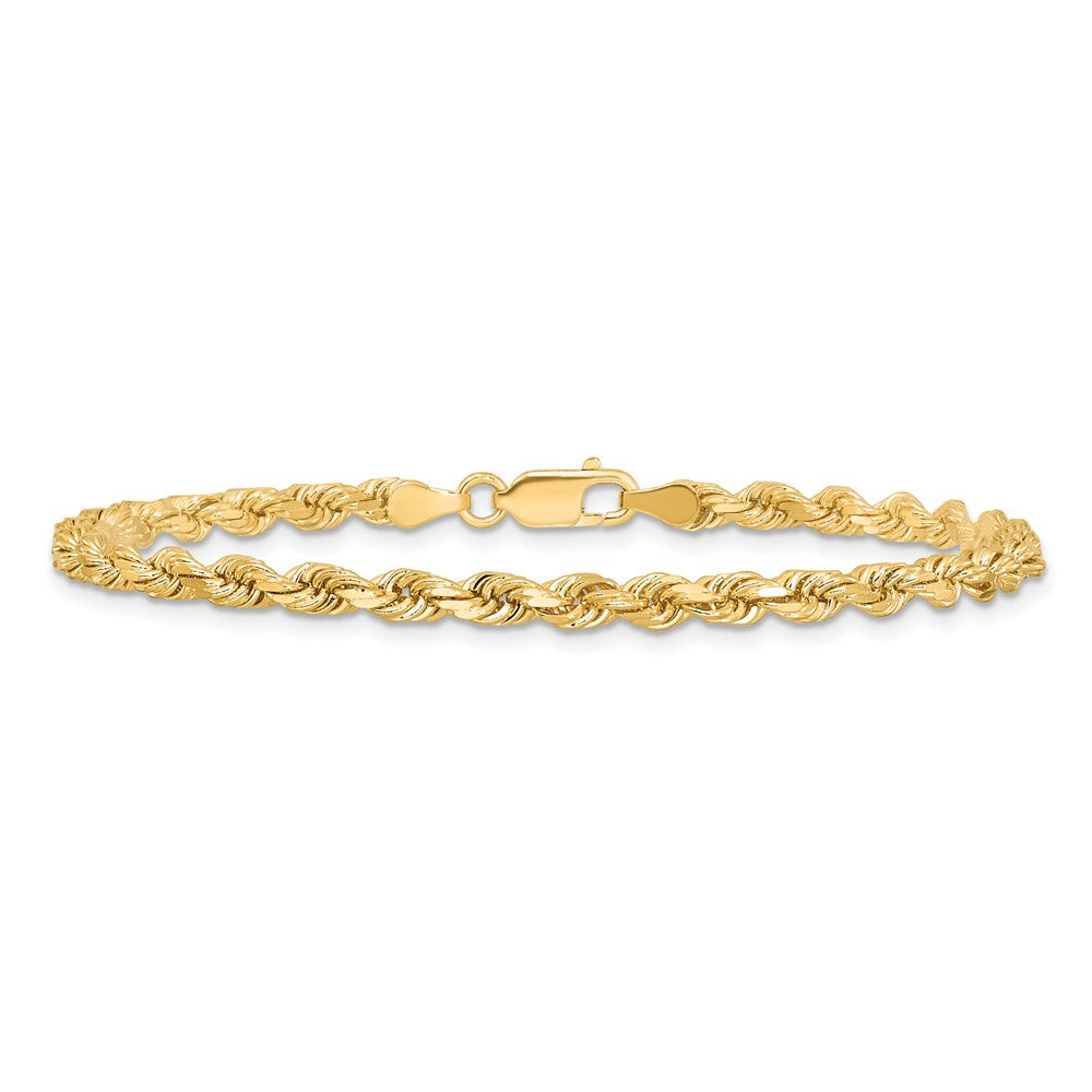 8 Inch 10K Yellow Gold 3.75mm Diamond-Cut Rope Chain Bracelet