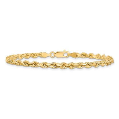 8 Inch 10K Yellow Gold 3.75mm Diamond-Cut Rope Chain Bracelet