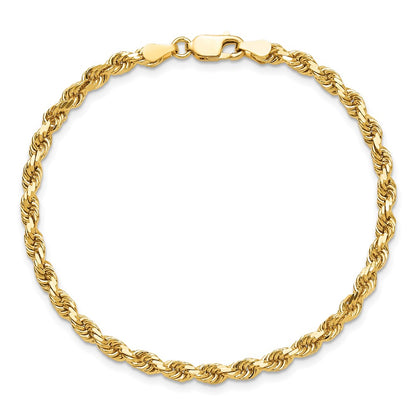 8 Inch 10K Yellow Gold 3.75mm Diamond-Cut Rope Chain Bracelet