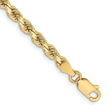 8 Inch 10K Yellow Gold 3.75mm Diamond-Cut Rope Chain Bracelet