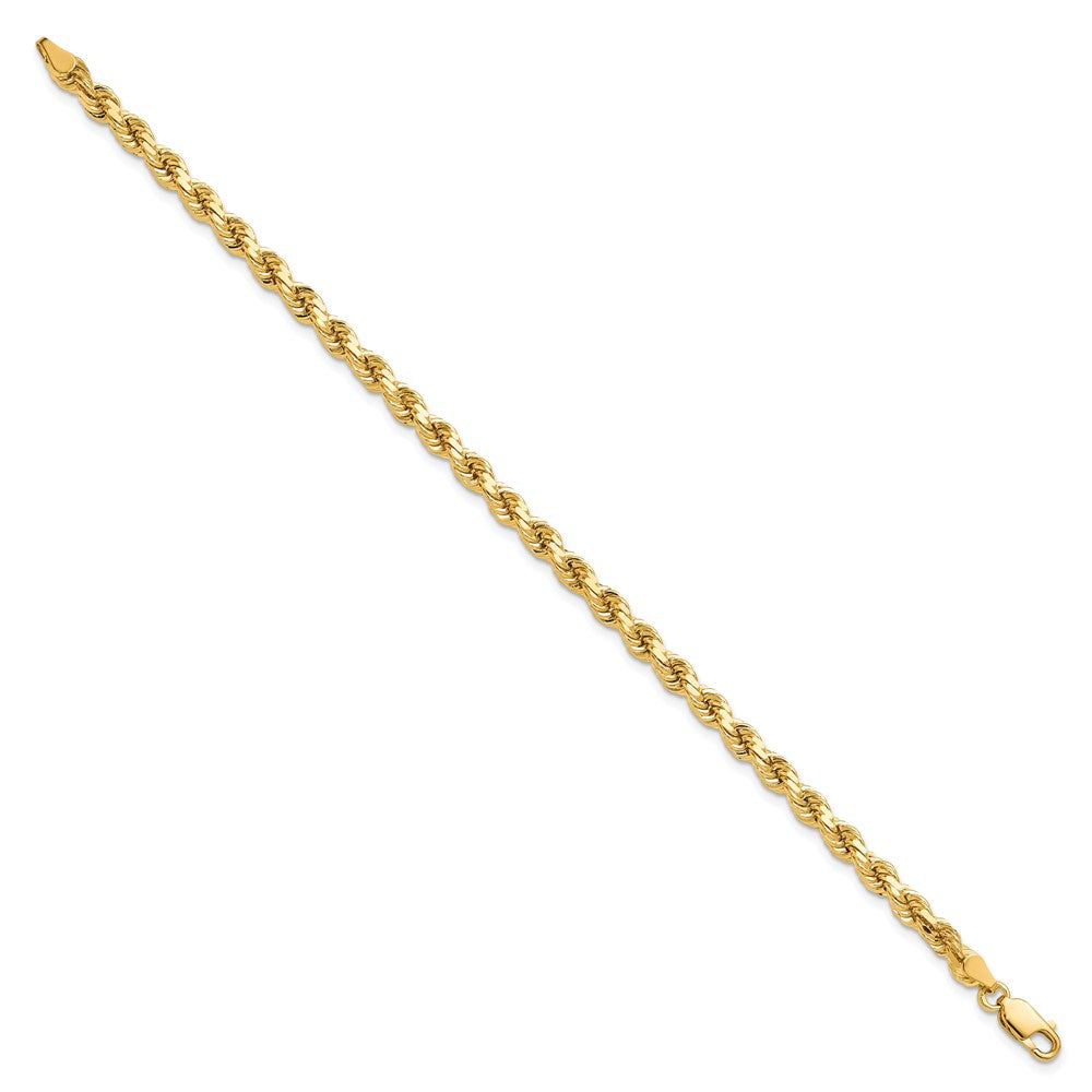 9 Inch 10K Yellow Gold 4.25mm Diamond-Cut Rope Chain Anklet