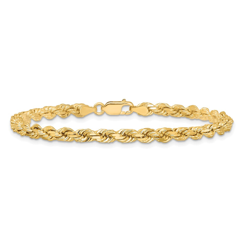 7 Inch 10K Yellow Gold 4.25mm Diamond-Cut Rope Chain Bracelet
