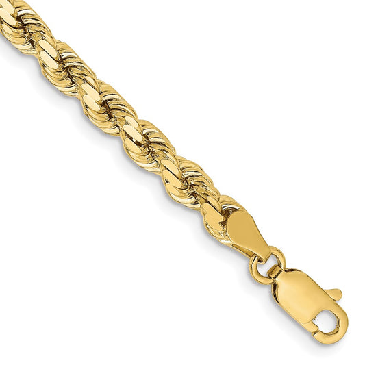 9 Inch 10K Yellow Gold 4.25mm Diamond-Cut Rope Chain Anklet