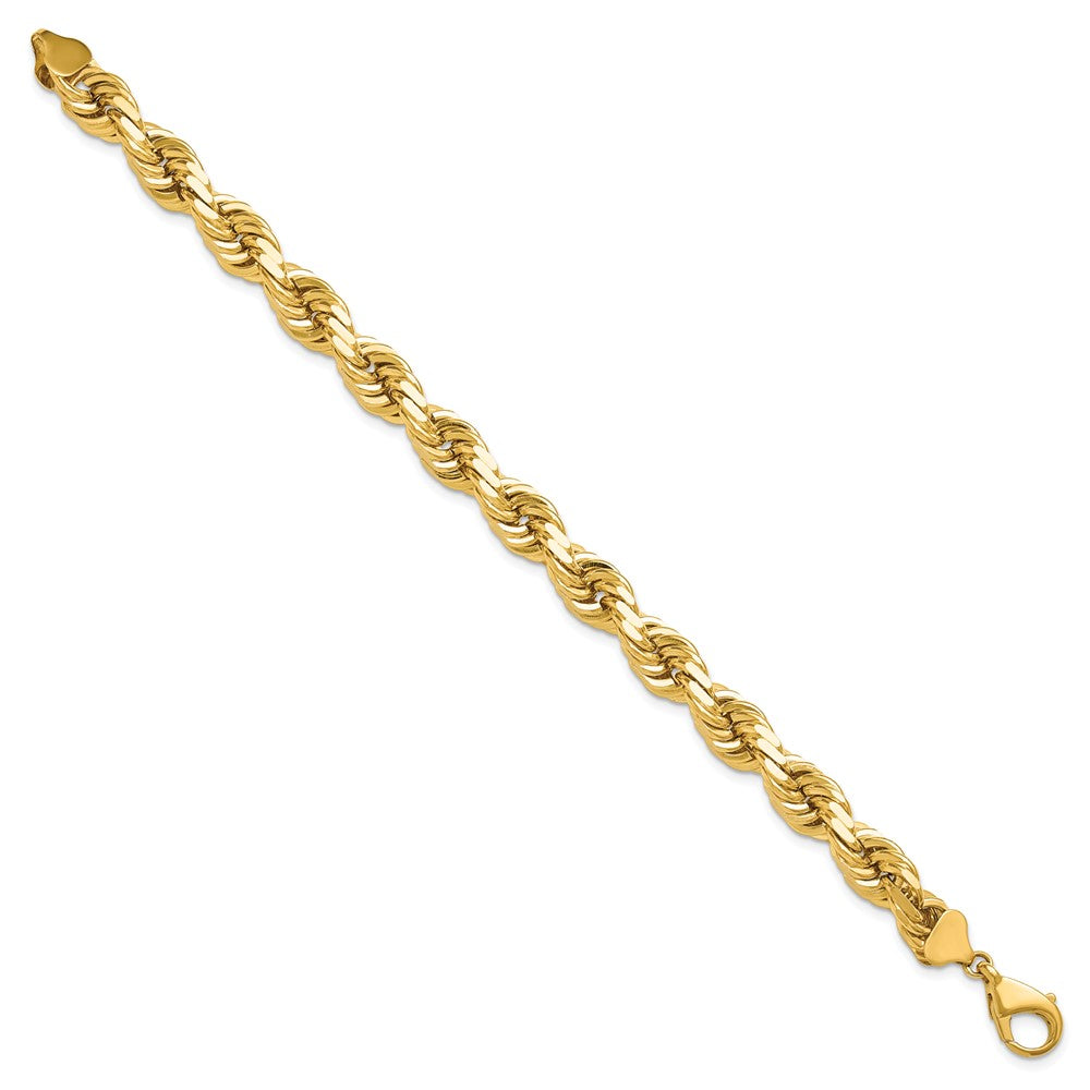 10k Yellow Gold 10.0mm D/C Rope Fancy Lobster Clasp Chain Bracelet