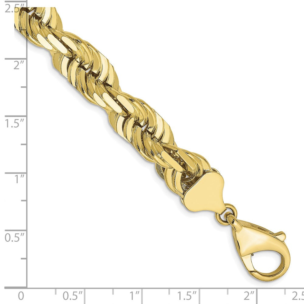 10k Yellow Gold 10.0mm D/C Rope Fancy Lobster Clasp Chain Bracelet