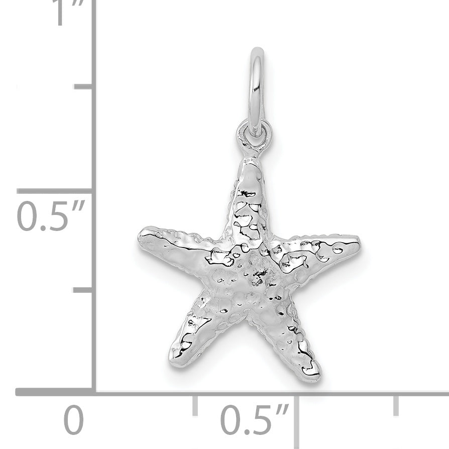 10K White Gold Polished 3-Dimensional Starfish Pendant