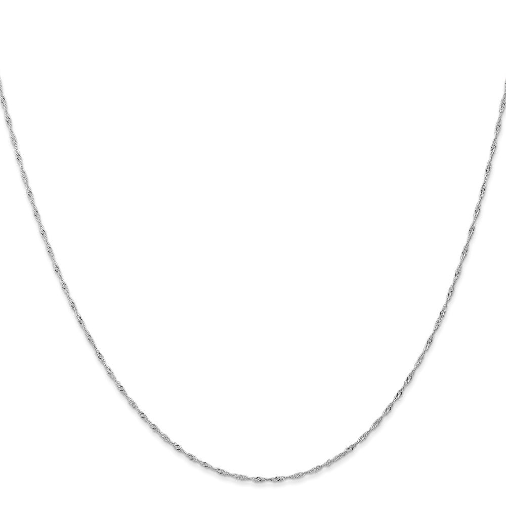 16 Inch 10K White Gold 1mm Carded Singapore Chain Necklace