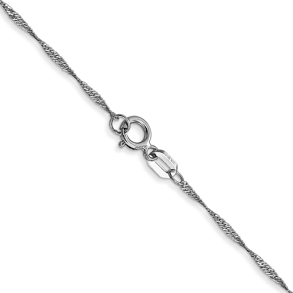 16 Inch 10K White Gold 1mm Carded Singapore Chain Necklace